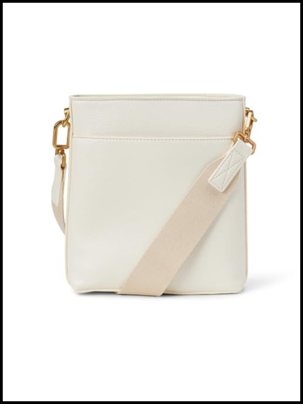 Faux Leather Slim Crossbody Bag Adjustable Strap Minimalist